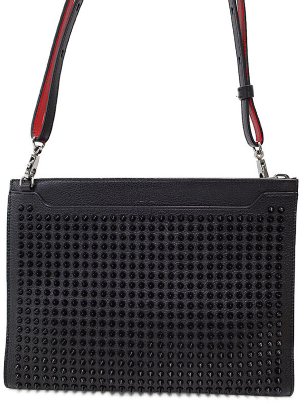 Christian Louboutin Sky Pouch Clutch Spike Studs Clutch Bag Black